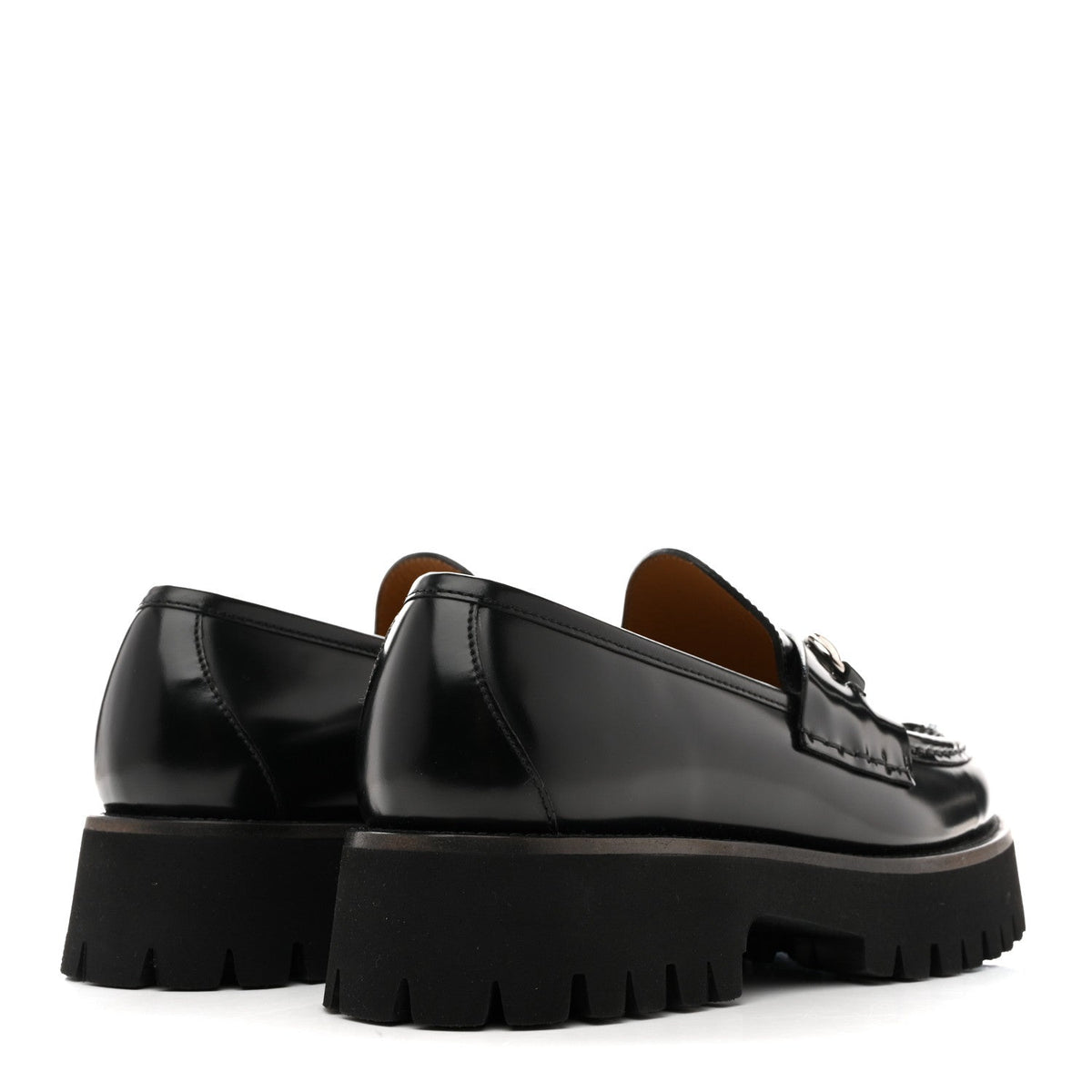 Gucci Cordovan Lux Women's Horsebit 45mm Platform Loafers 39.5 Black