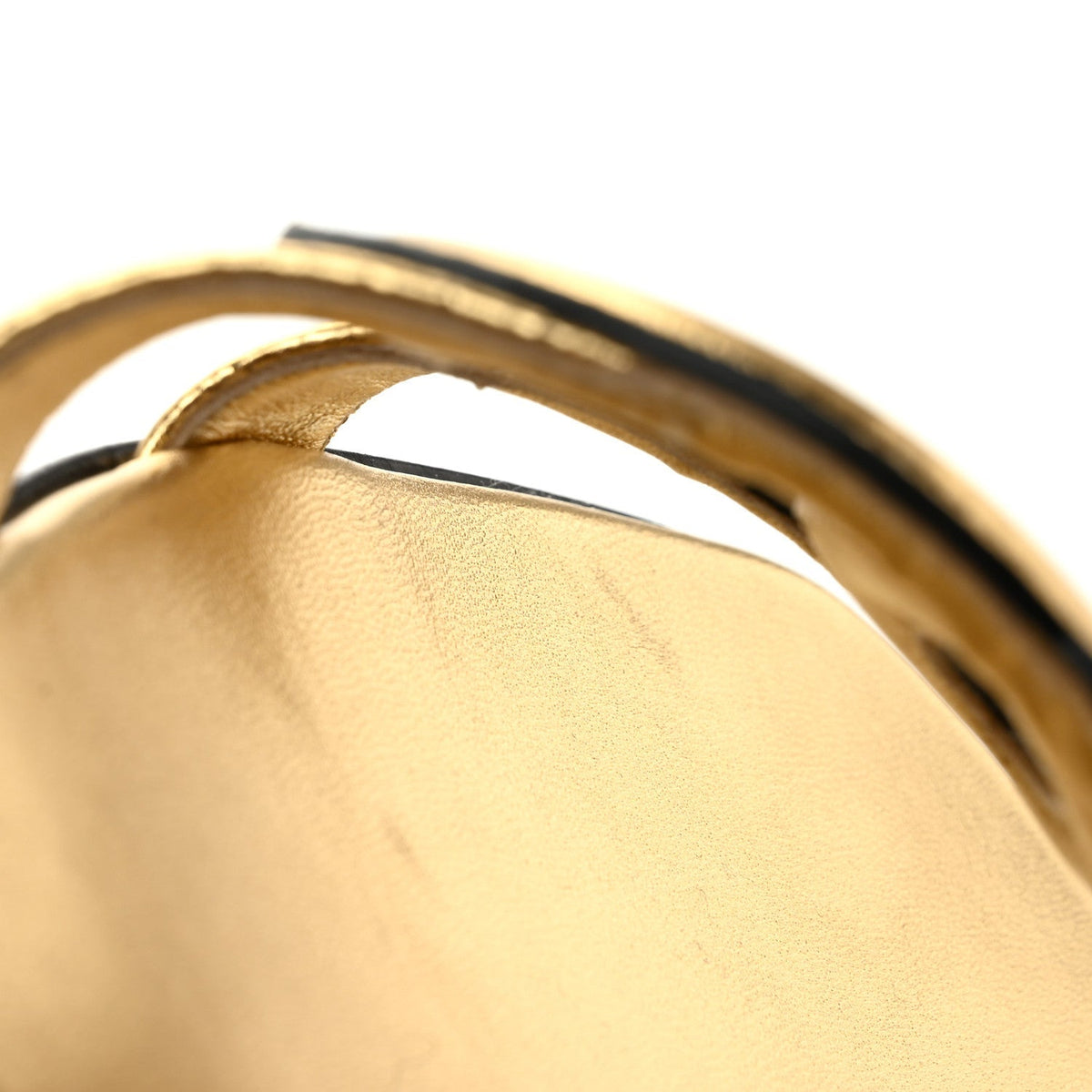 Chanel Crackled Laminated Calfskin CC Cut Out Women's Mules Gold