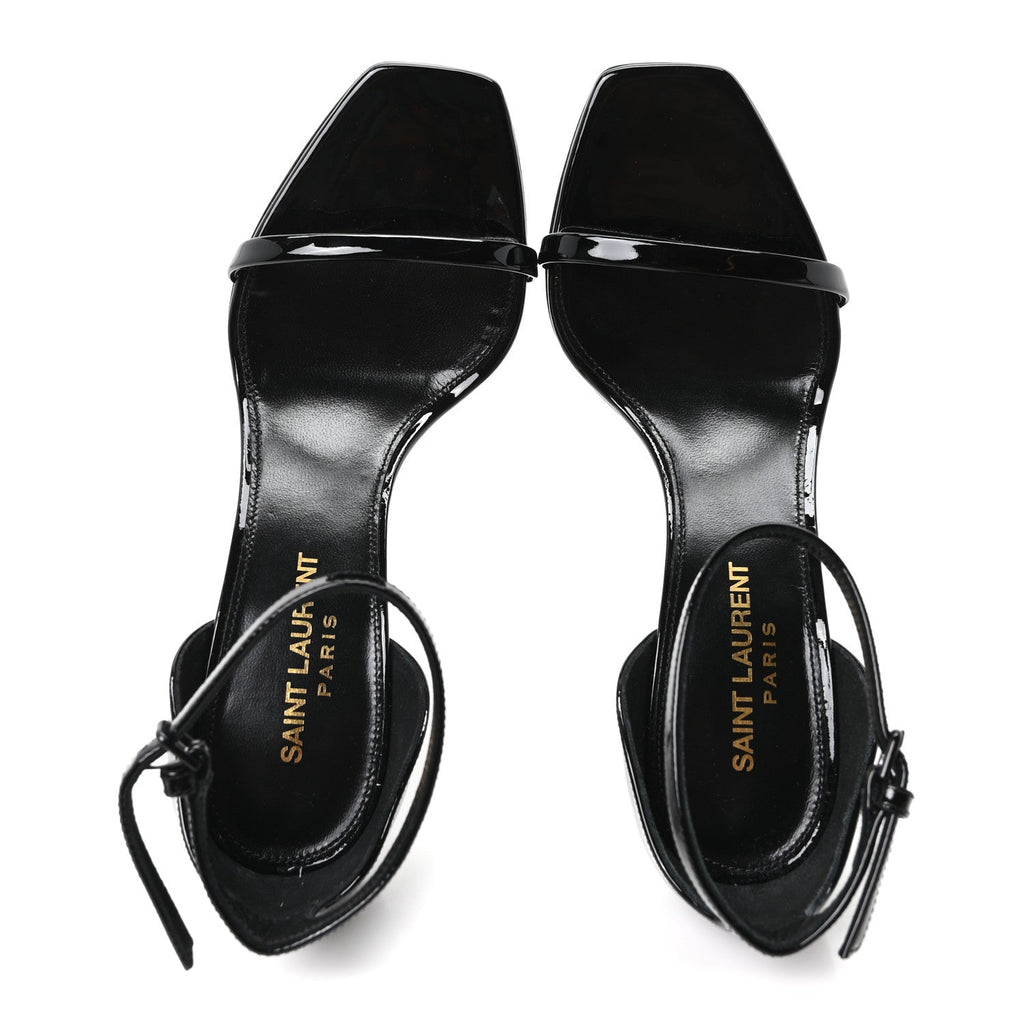 Saint Laurent Patent Calfskin Women's Opyum 85 Sandals 36 Black