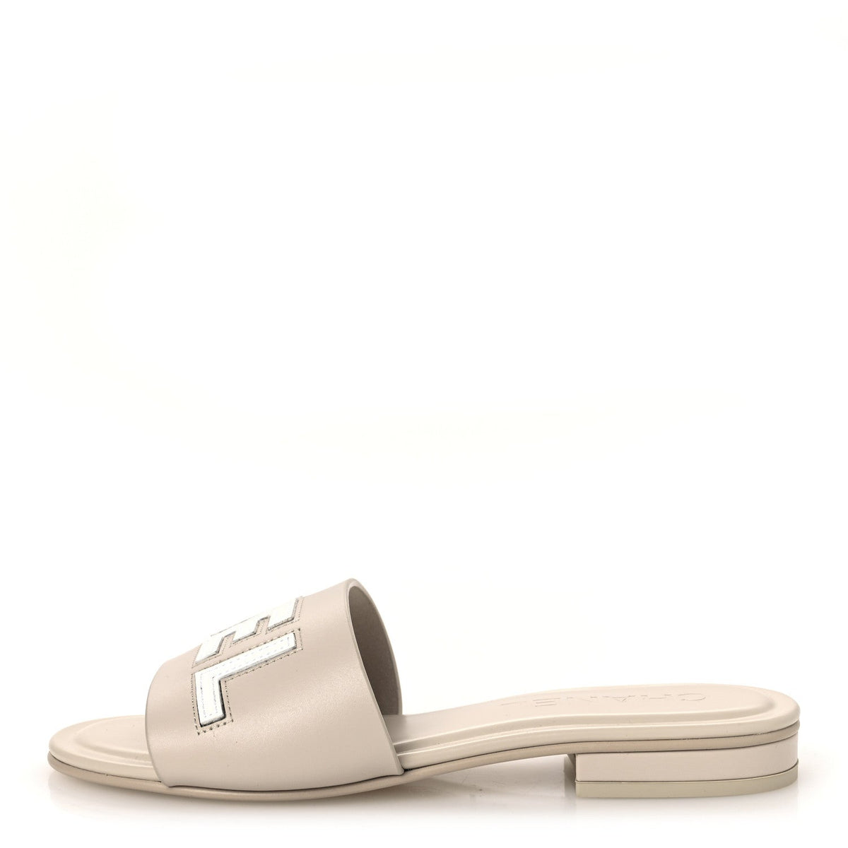Calfskin Patent Calfskin Logo Mules Beige