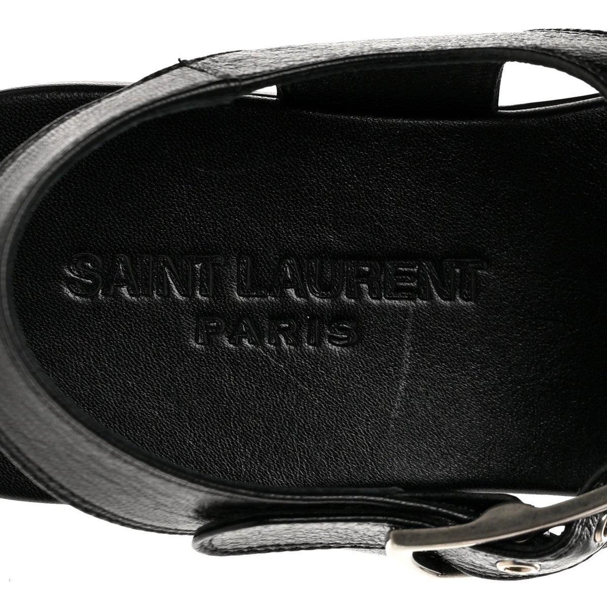 Saint Laurent Calfskin Women's Incrociato Denver Monogram Sandals 36 Black