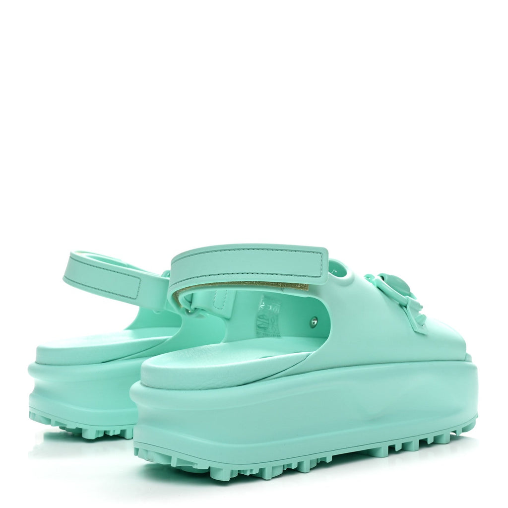 Gucci Rubber Isla Women's Sandals 37 Teal Cyan