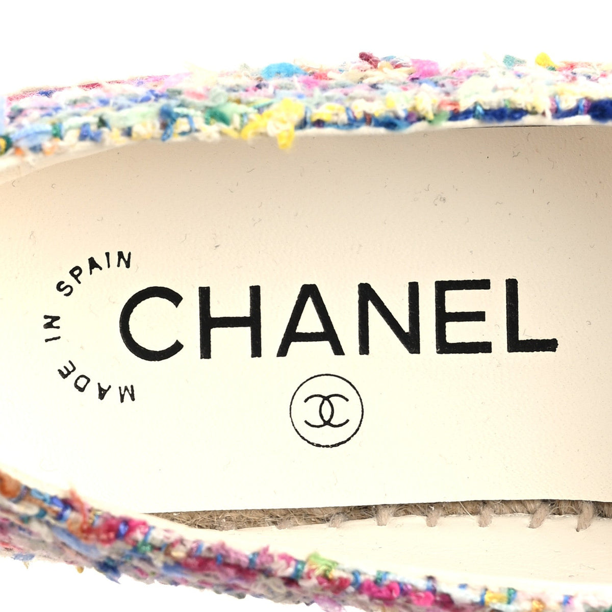 Chanel Cotton Tweed Grosgrain Women's CC Espadrilles 36 Multicolor Black