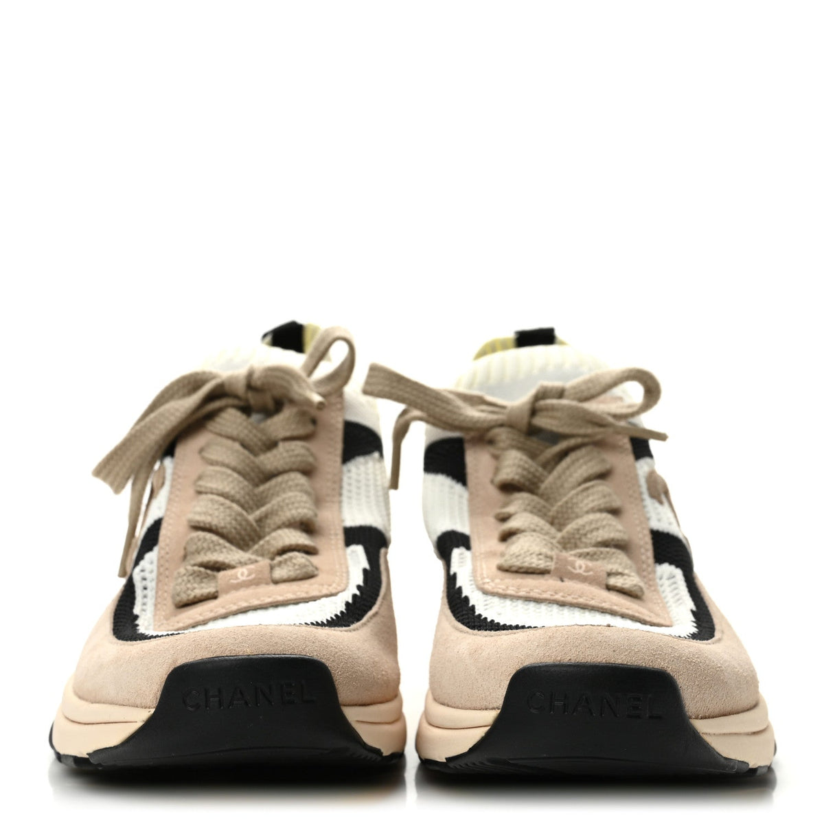 Chanel Mesh Suede Fabric CC Women's Sneakers Pink White Black