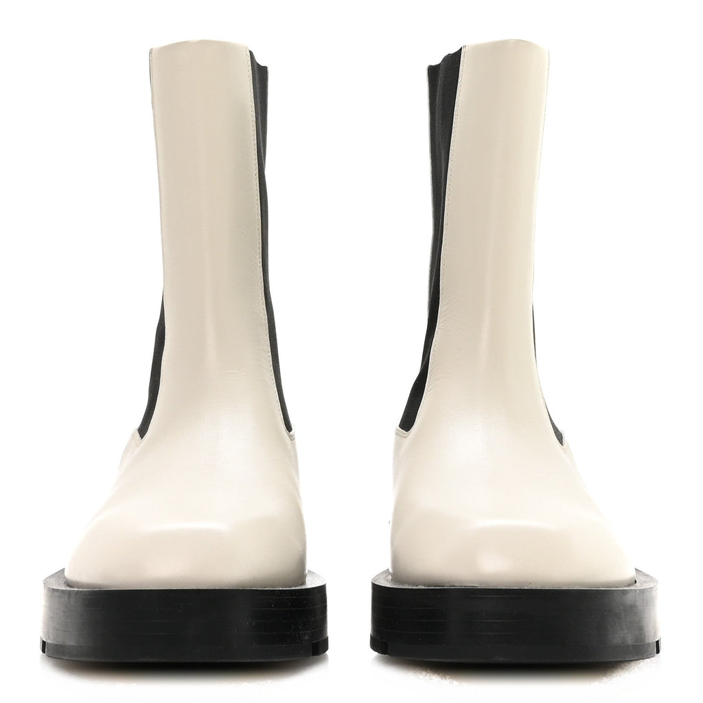 Givenchy Calfskin Women's Square Chelsea Boots 37 White Black