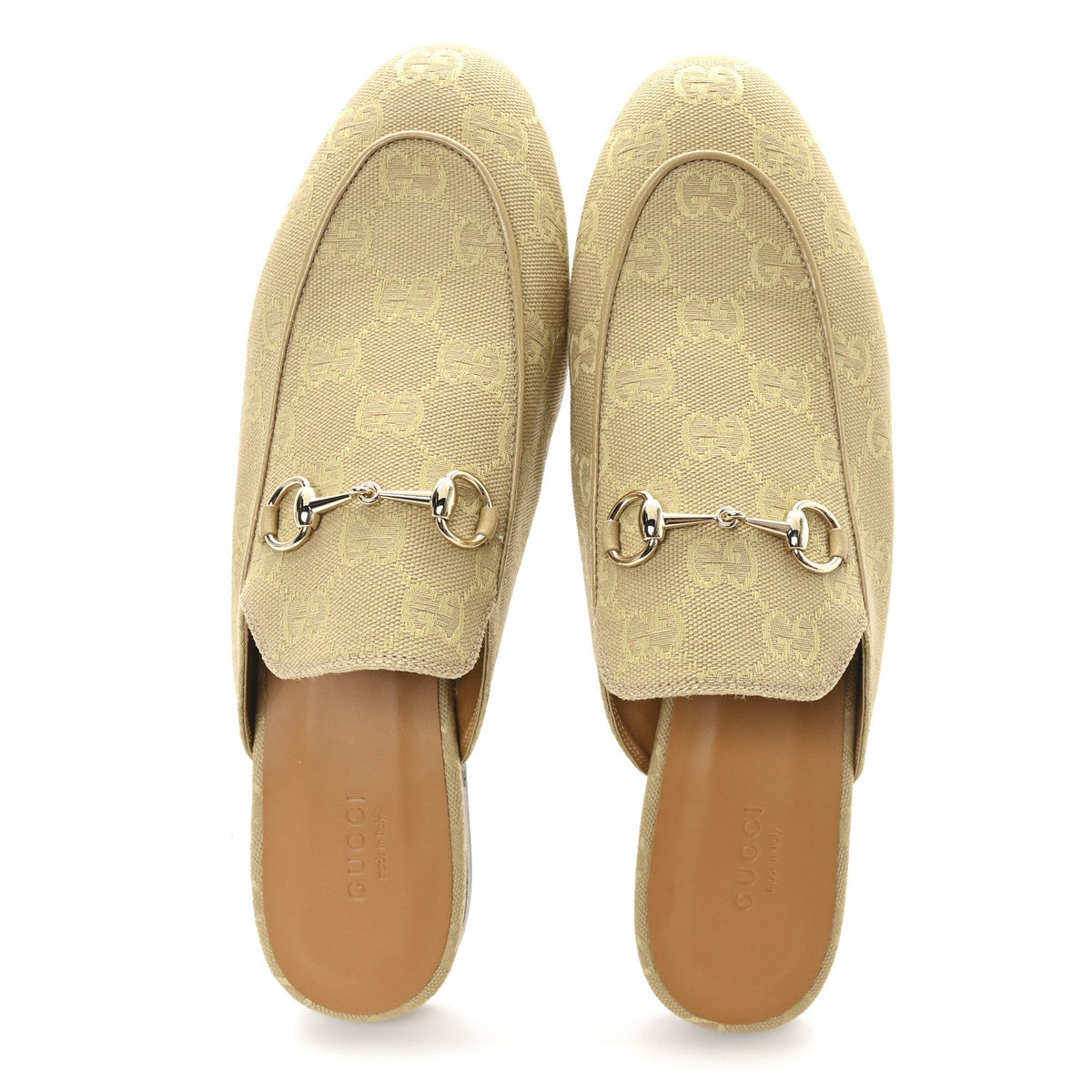 Gucci GG Monogram Canvas Women's Princetown Slippers 40.5 Egypt Salt