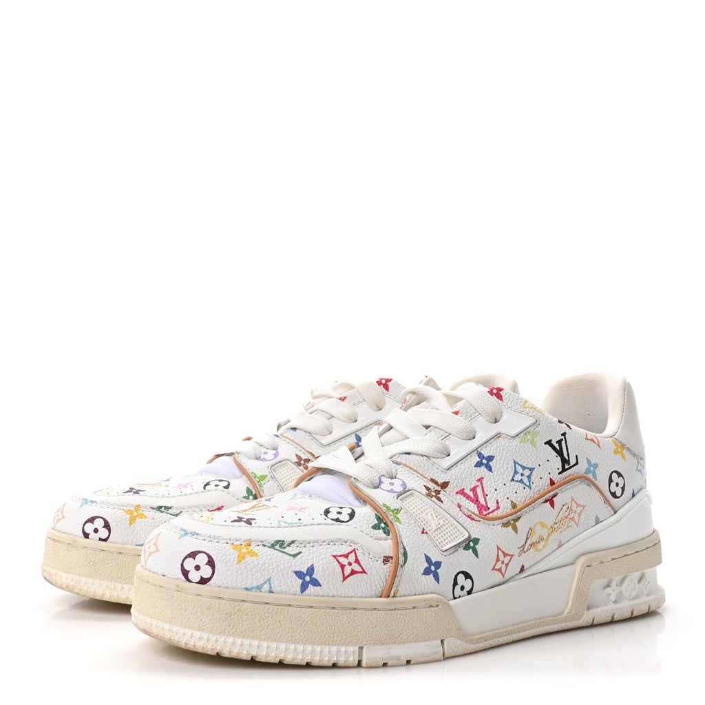 Louis Vuitton Calfskin Monogram Women's LV Trainer Sneakers 39 White