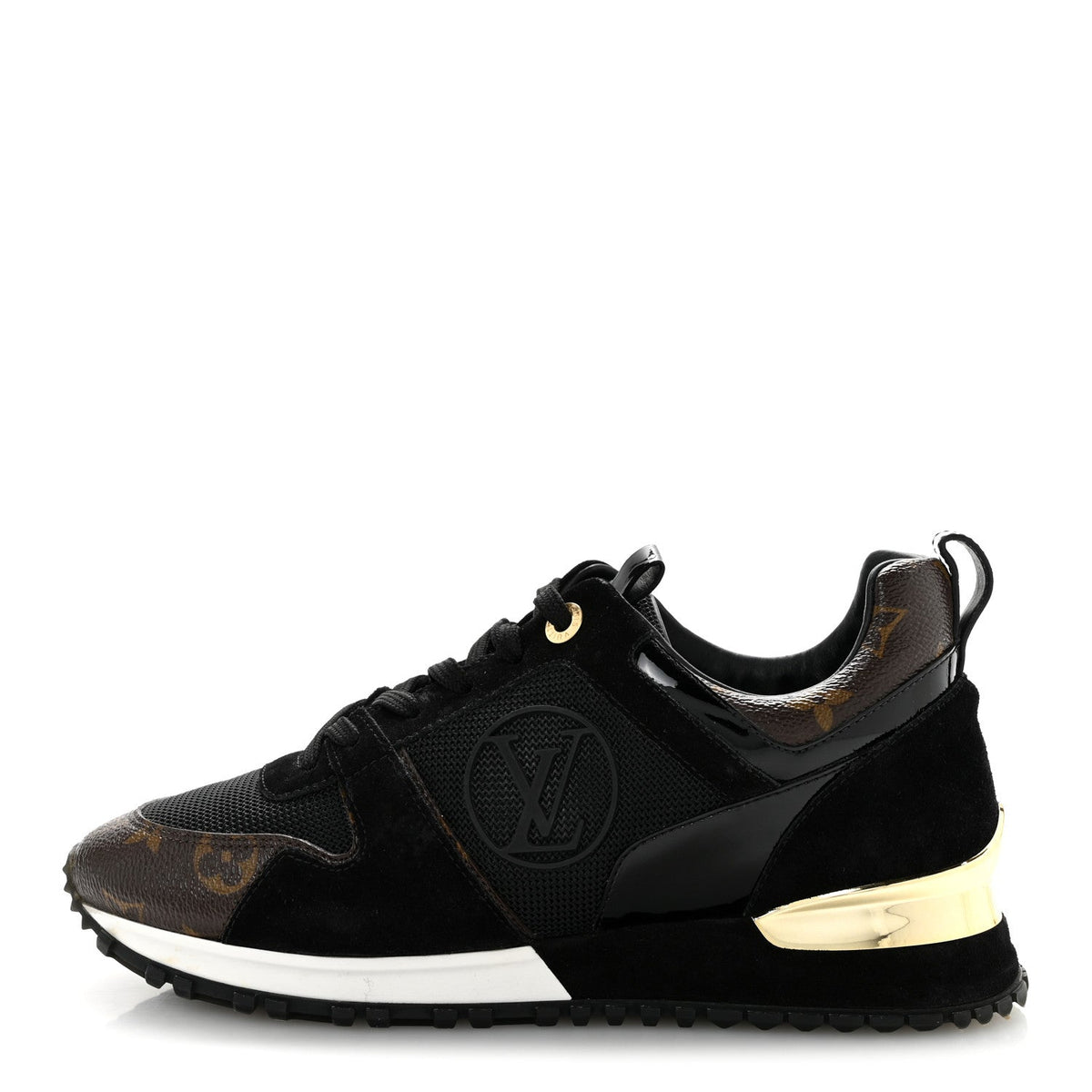 Louis Vuitton Suede Nylon Women's Run Away Sneakers 38 Black