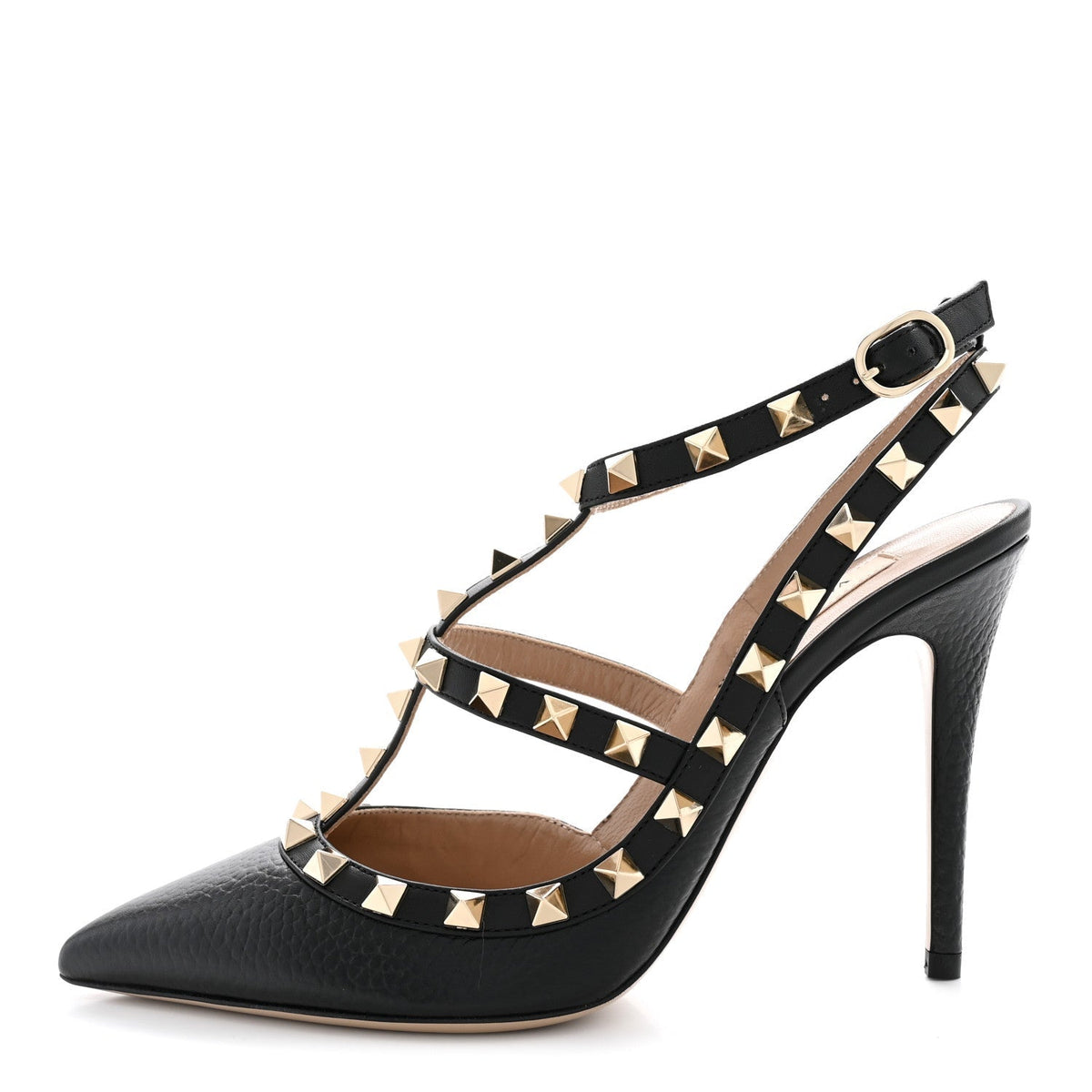 Valentino Garavani Pebbled Calfskin Women's Rockstud Pumps 36 Black