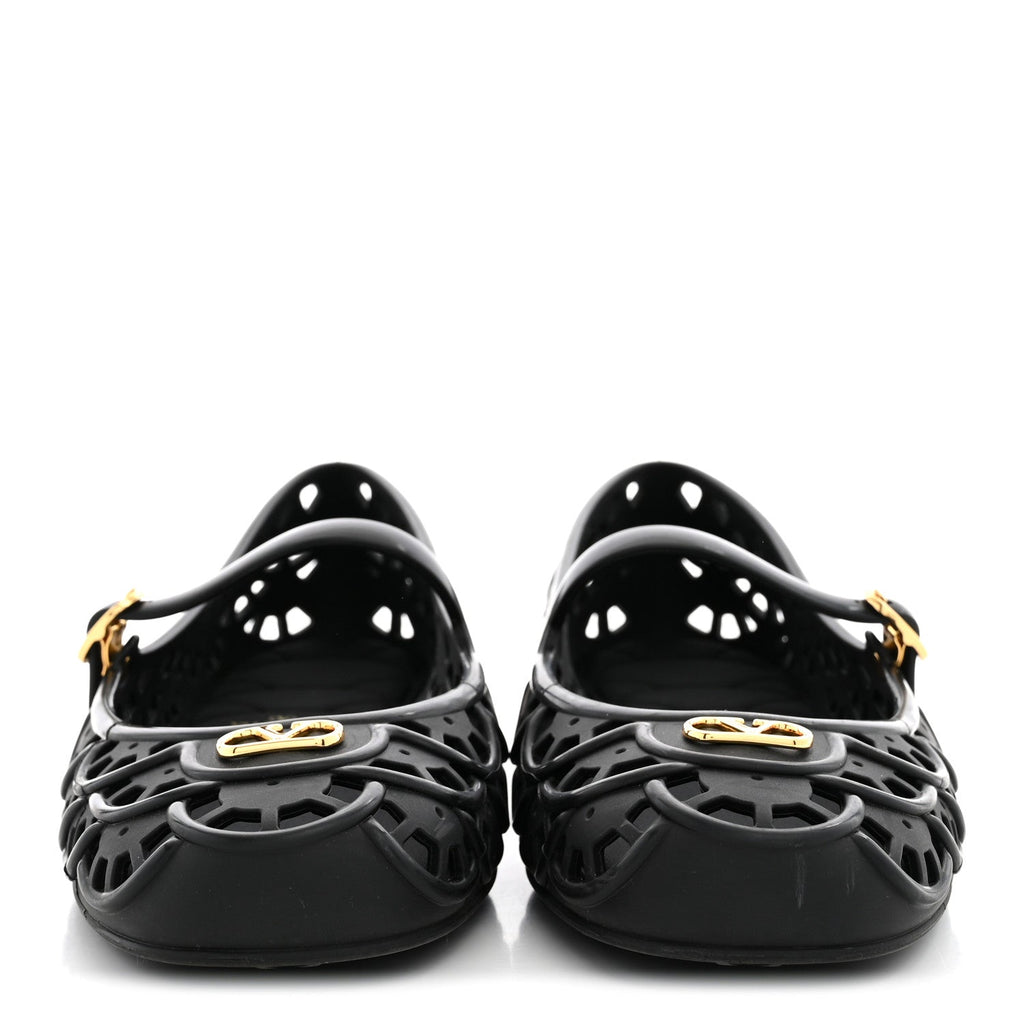 Valentino Garavani Rubber Women's VLogo Ondette Ballerina Flats 41 Black