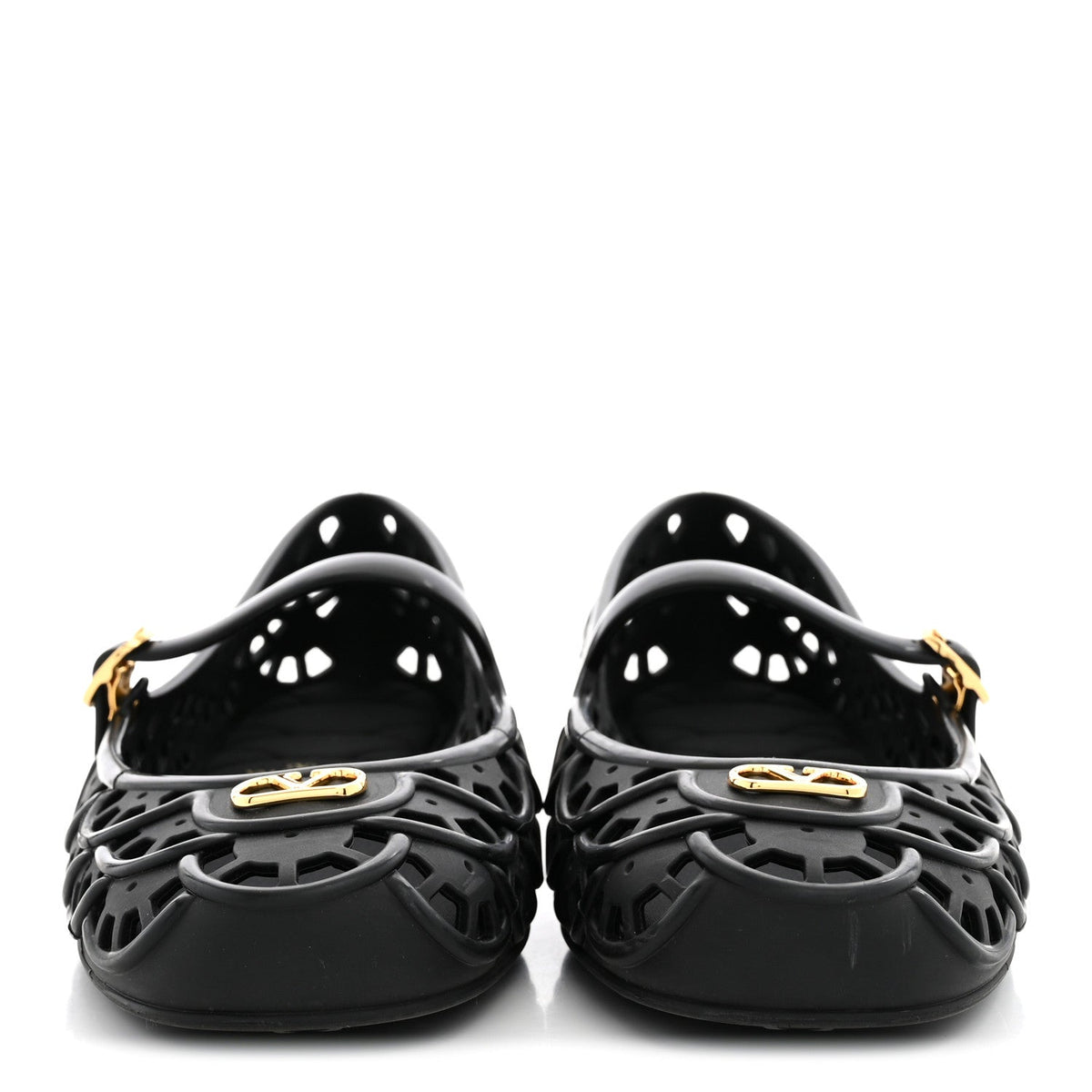 Valentino Garavani Rubber Women's VLogo Ondette Ballerina Flats 41 Black