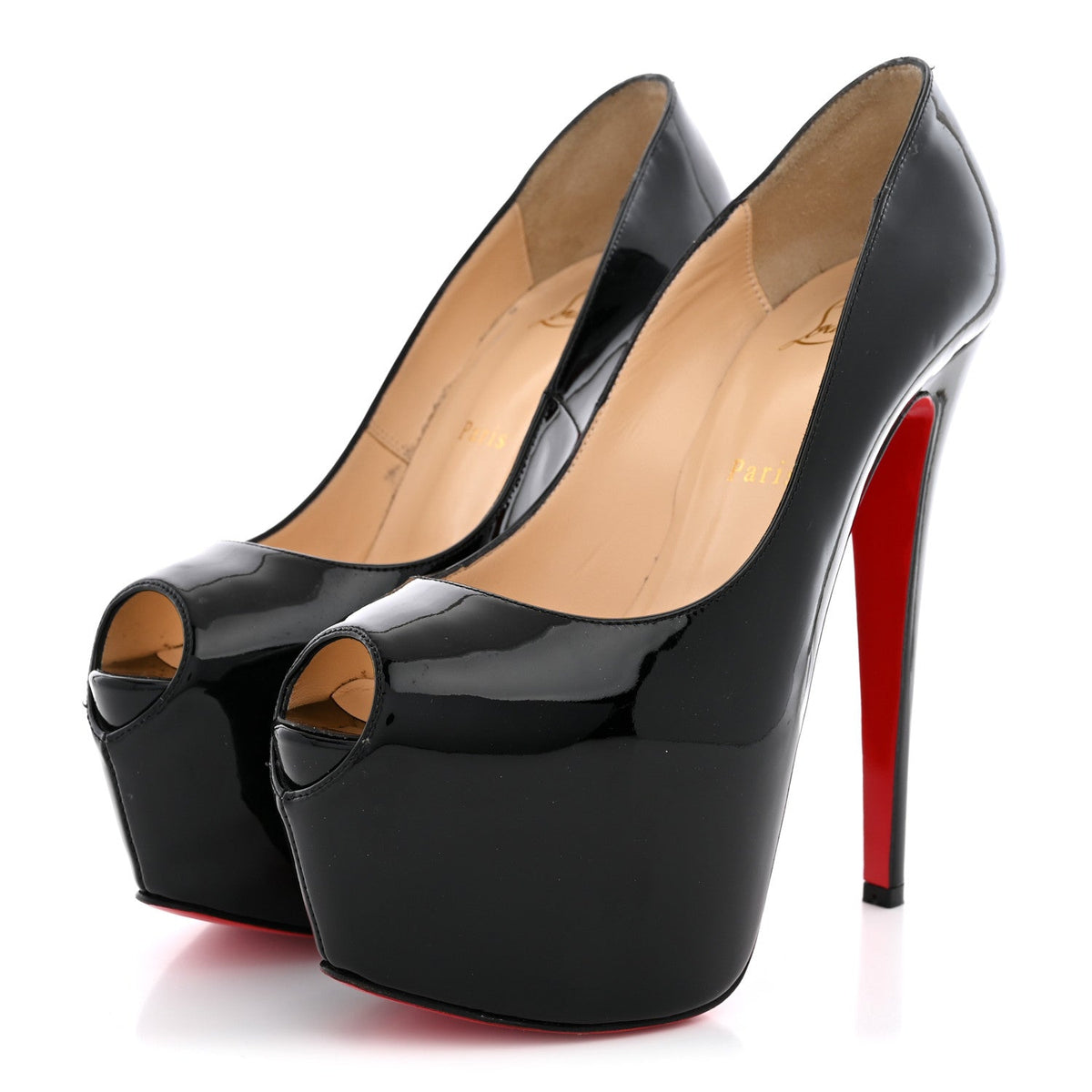 Christian Louboutin Patent Calfskin Highness 160 Women's Platform Pumps 38 Black