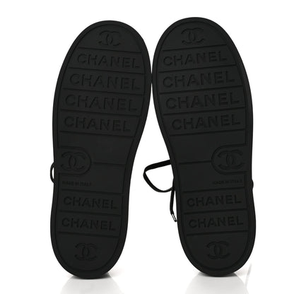 Chanel Lambskin Printed Logo Women's Sneakers 38 Black
