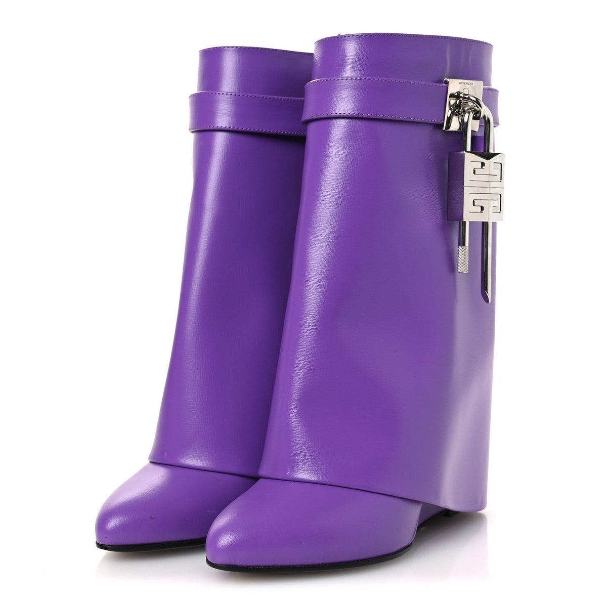 Givenchy Calfskin Women's Shark Lock Ankle Boots 35 Ultraviolet