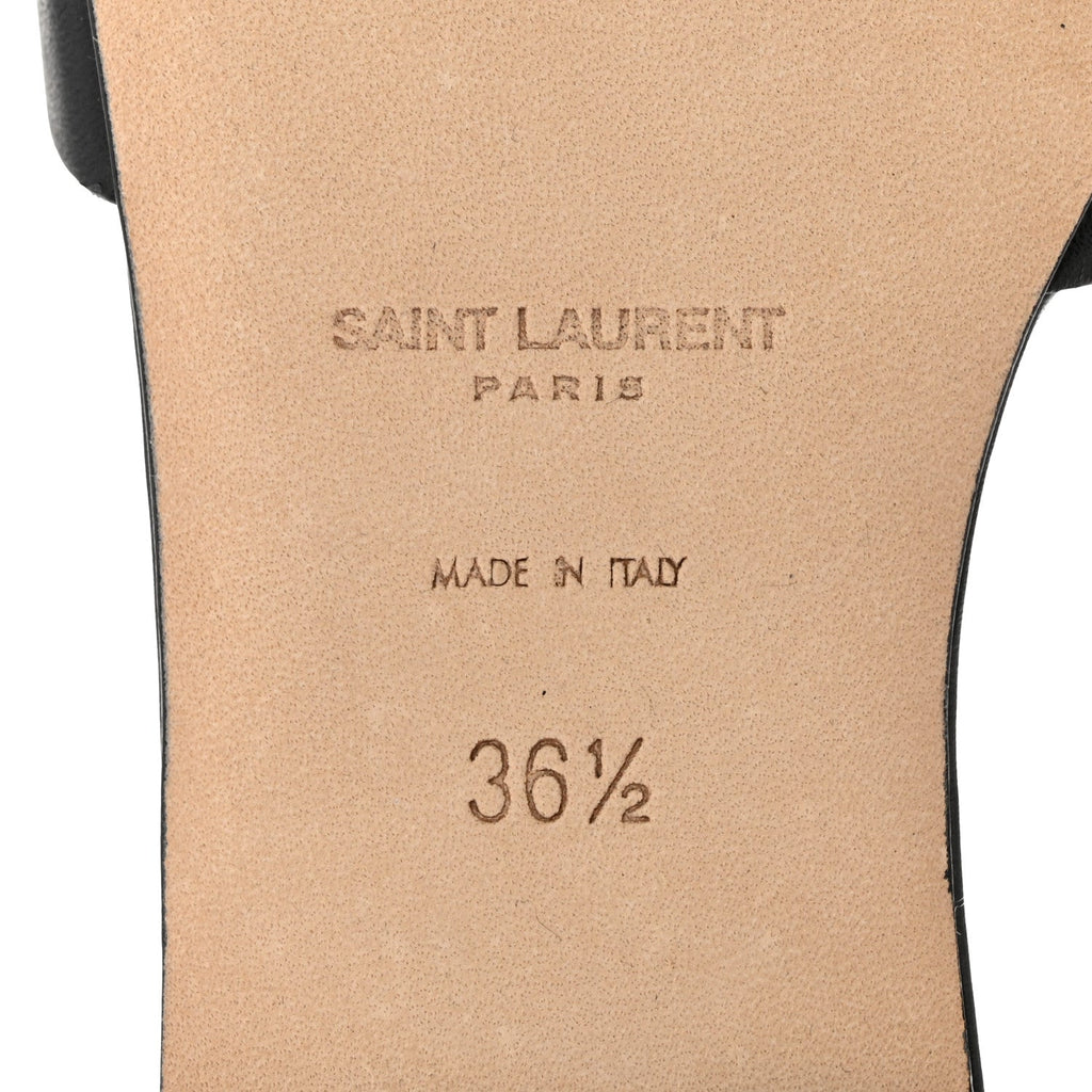 Saint Laurent Calfskin Women's Tribute 05 Slide Sandals 36.5 Black