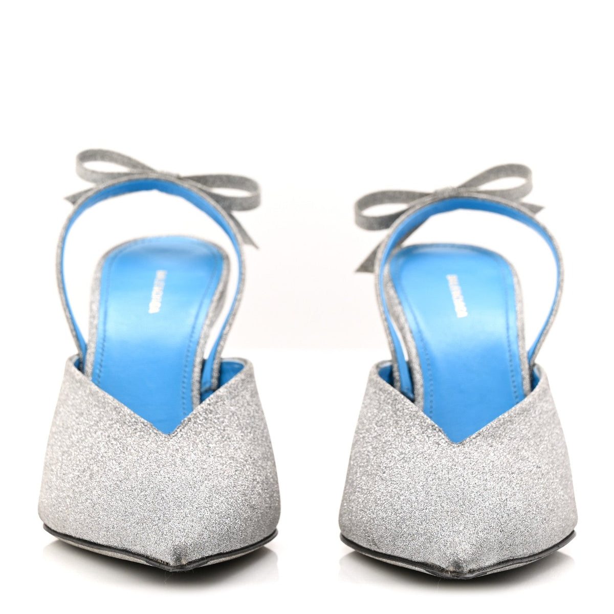 Balenciaga Glitter Women's Knife Slingback Mules 38 Silver Blue