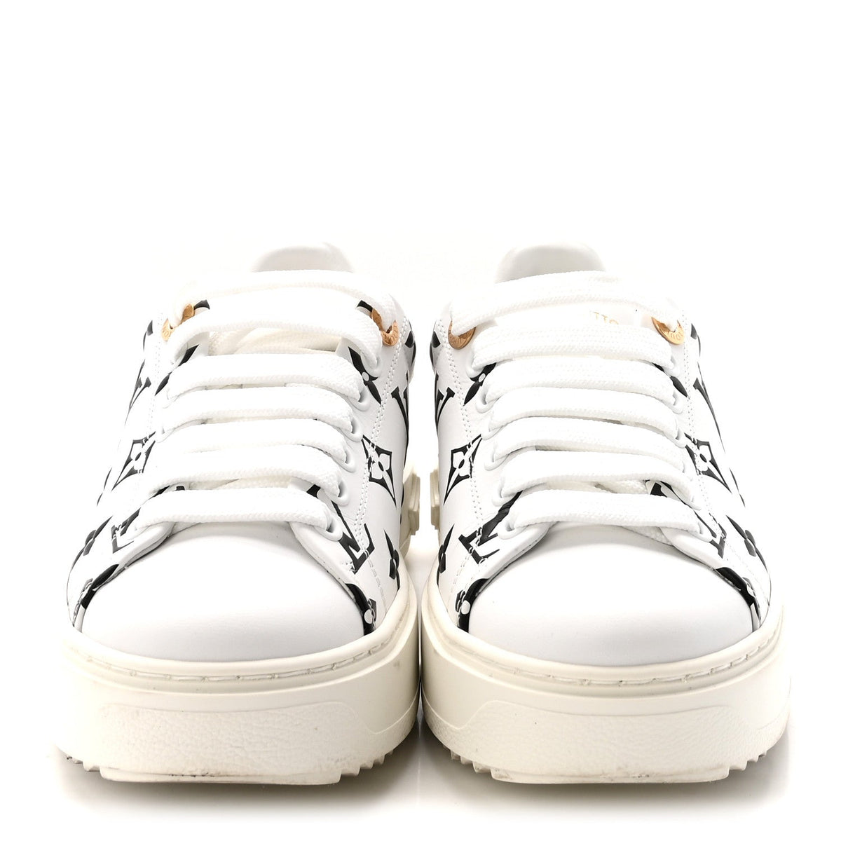 Louis Vuitton Calfskin Women's Monogram Debossed Time Out Sneakers 35 Black