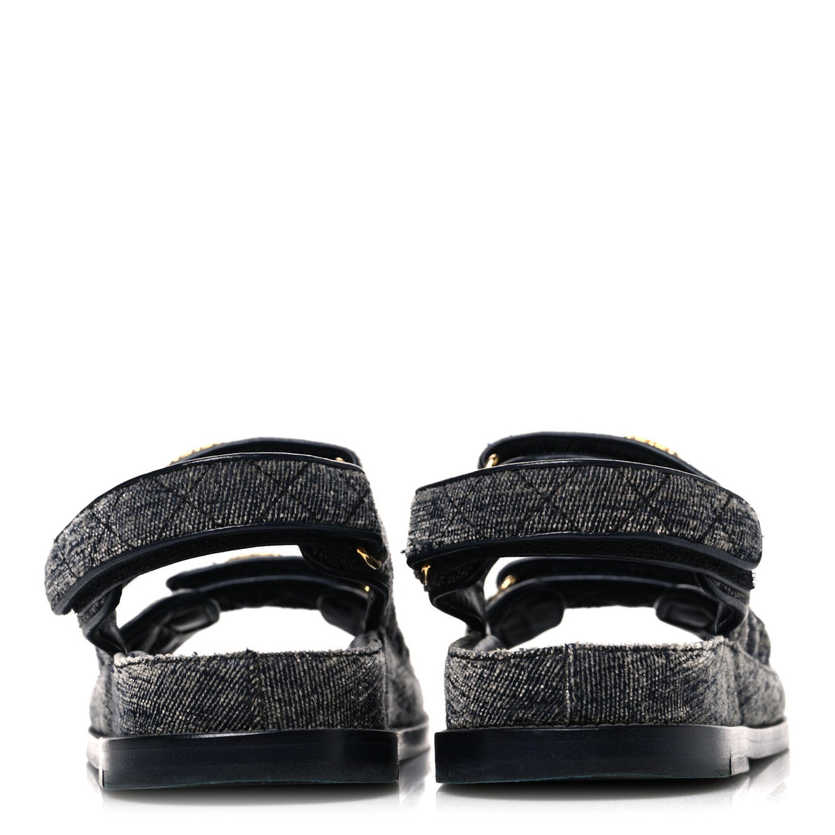 Chanel Velvet Women's Velcro Dad Sandals 36 Grey