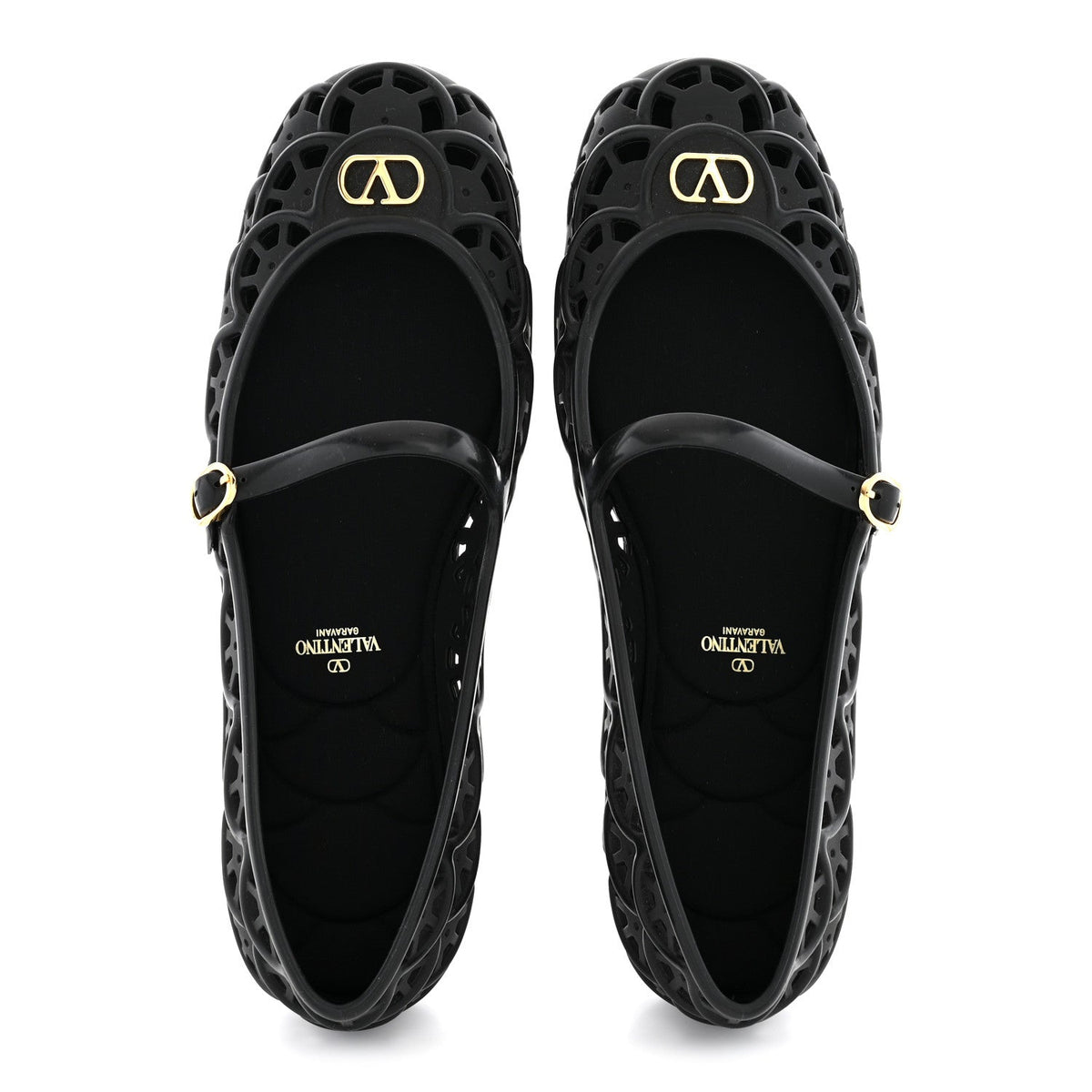 Valentino Garavani Rubber Women's VLogo Ondette Ballerina Flats 41 Black