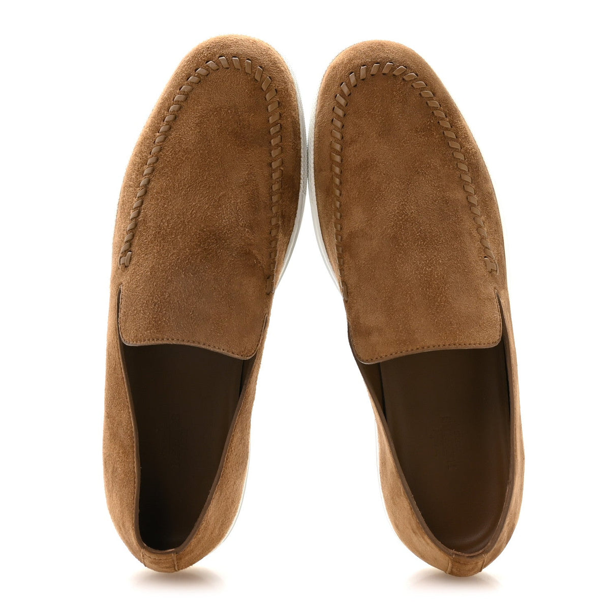 Hermes Suede Goatskin Men's Julian Loafers 42 Brun Frume