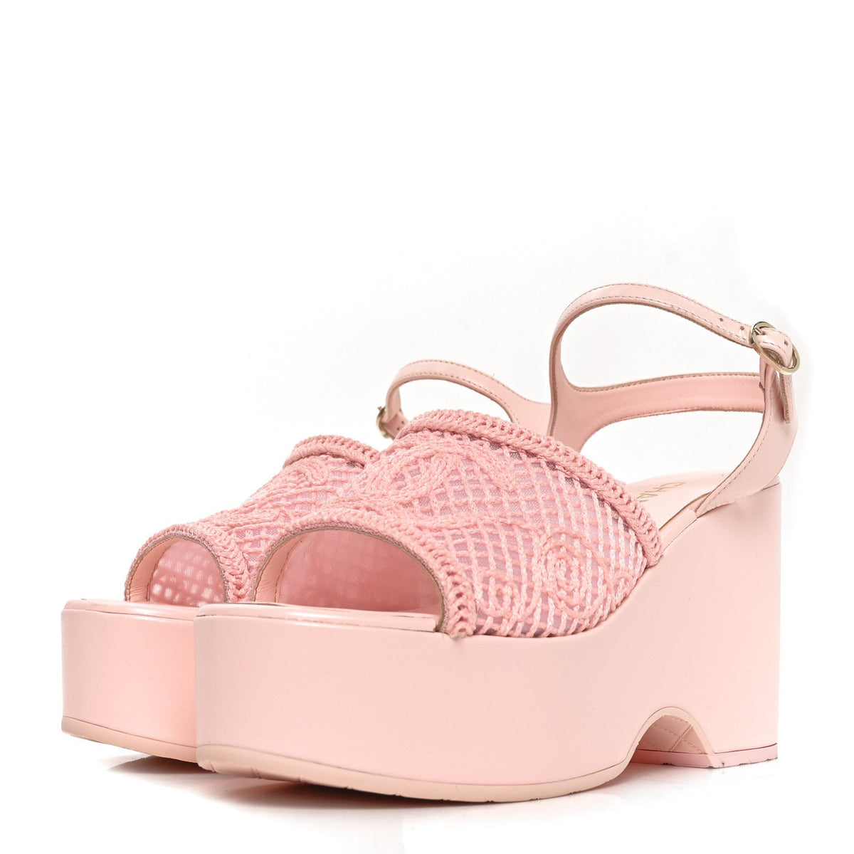 Chanel Fabric Calfskin CC Women's Platform Sandals