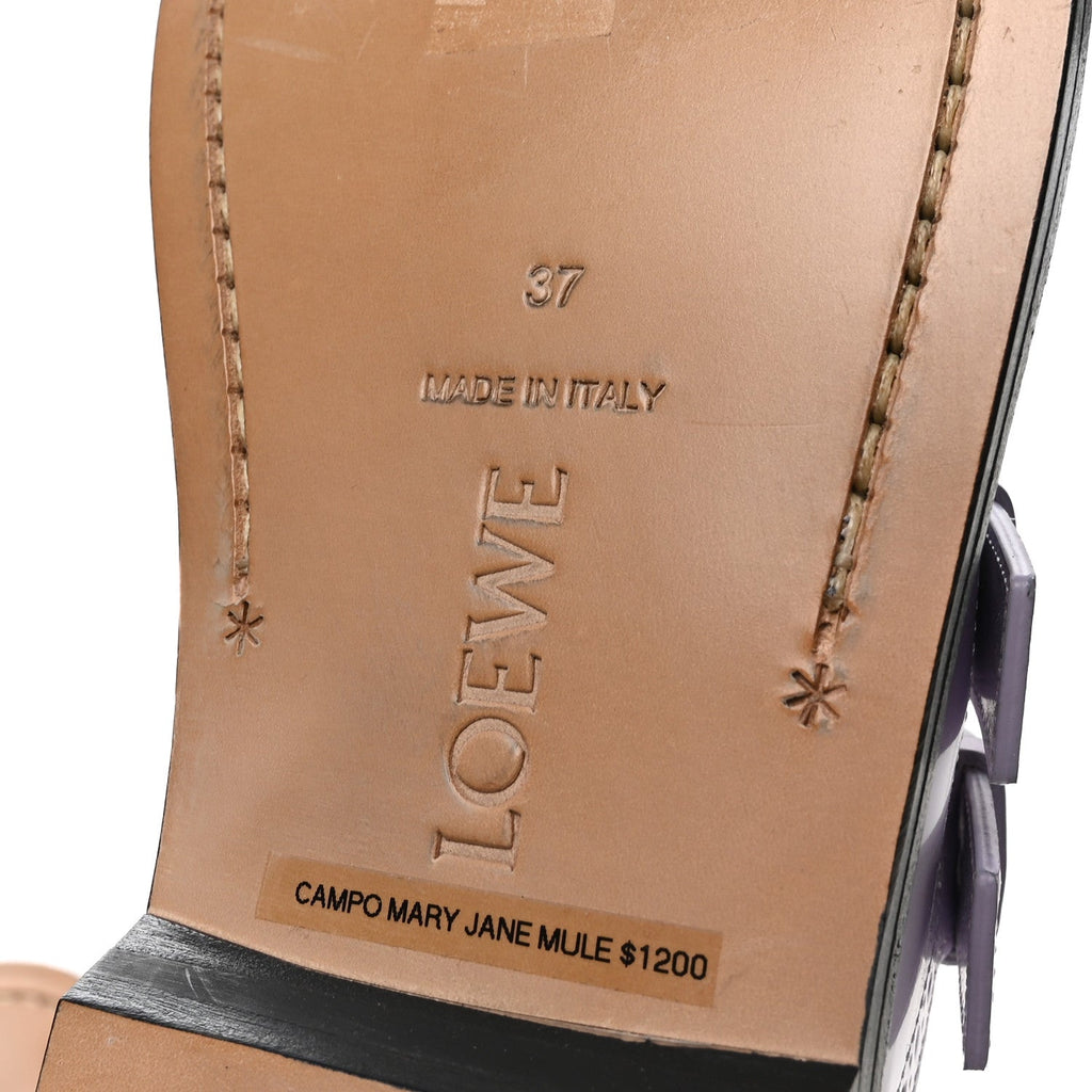Loewe Calfskin Campo Mary Jane Women's Mules 37 Lilac