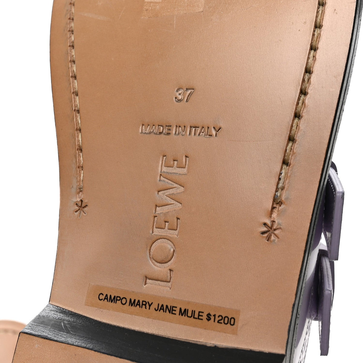 Loewe Calfskin Campo Mary Jane Women's Mules 37 Lilac