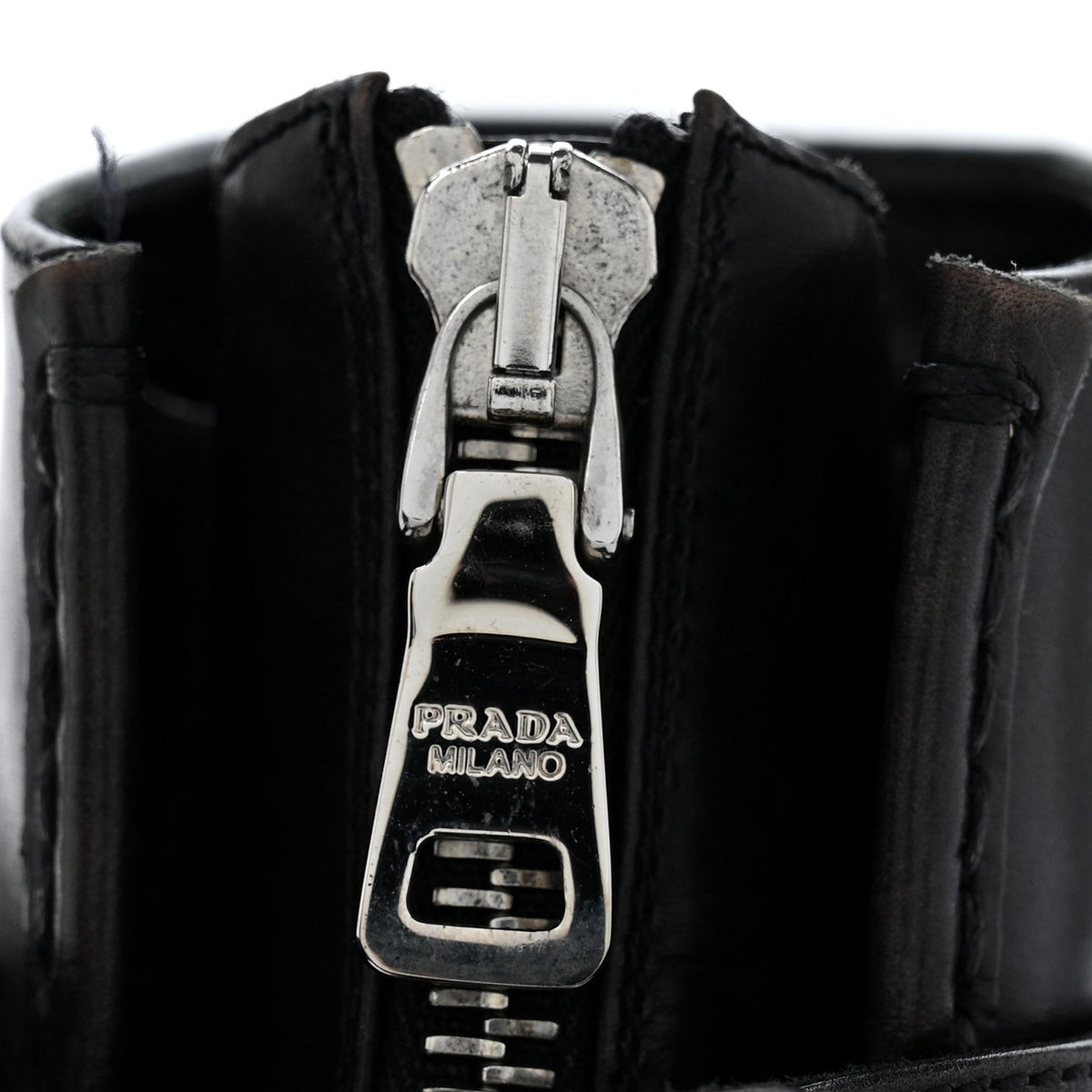 Prada Spazzolato Distressed Leather Women's Buckle 120mm Ankle Boots 35 Black