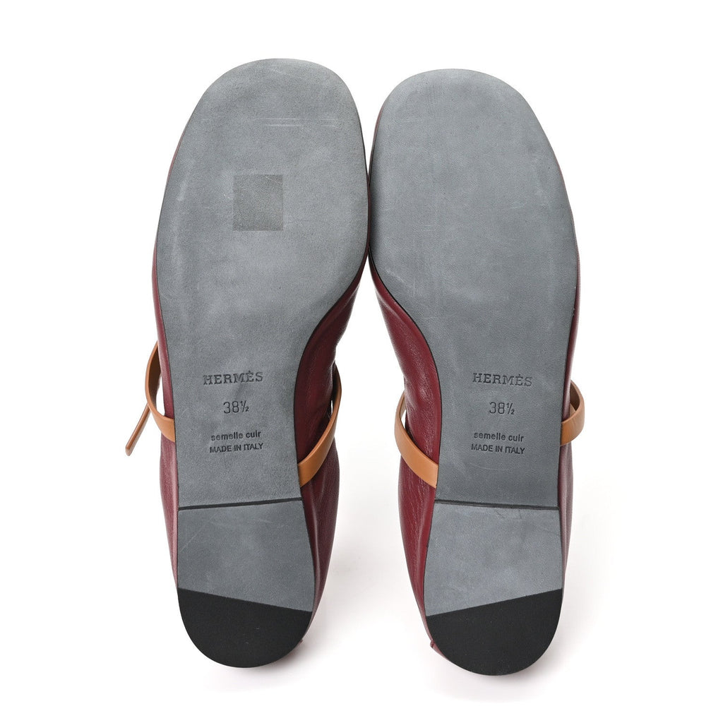 Hermes Nappa Women's Jolly Ballet Flats 38.5 Rouge H Naturel