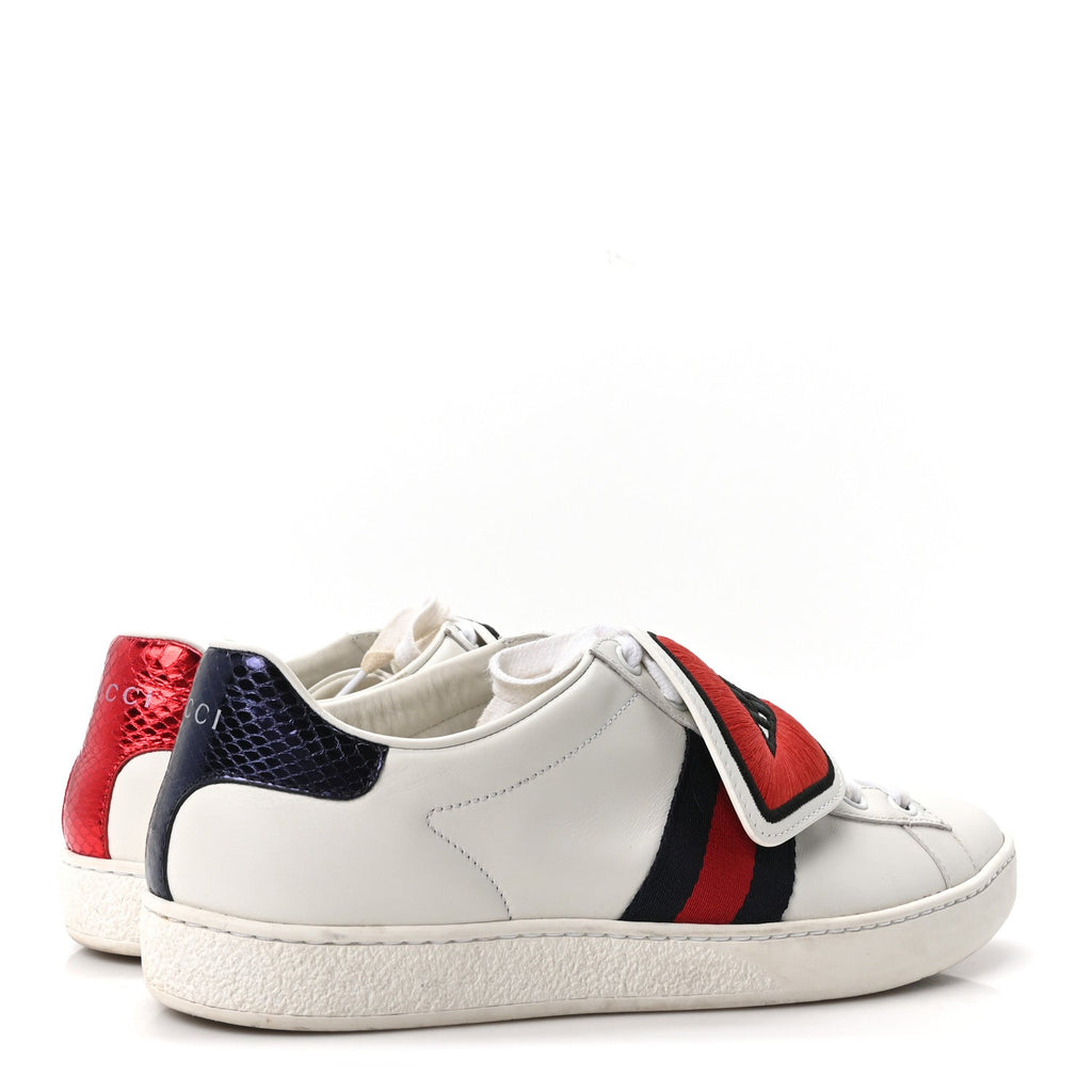 Gucci Calfskin Ayers Blind For Love Women's Ace Sneakers 39 White