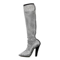 Mesh Crystal Knee High Boots Black