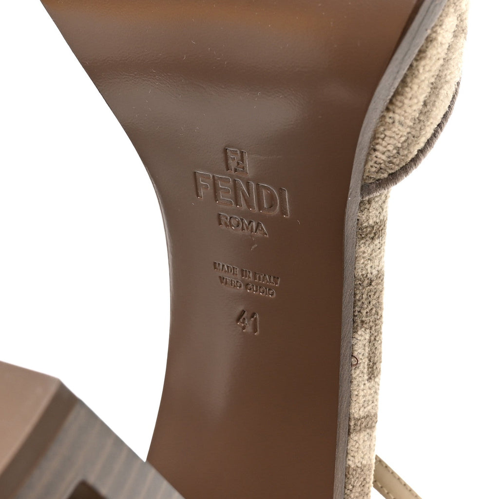 Fendi Chenille Jacquard Women's FF Cut Baguette 105mm Pumps 41 Tortora Nuvola