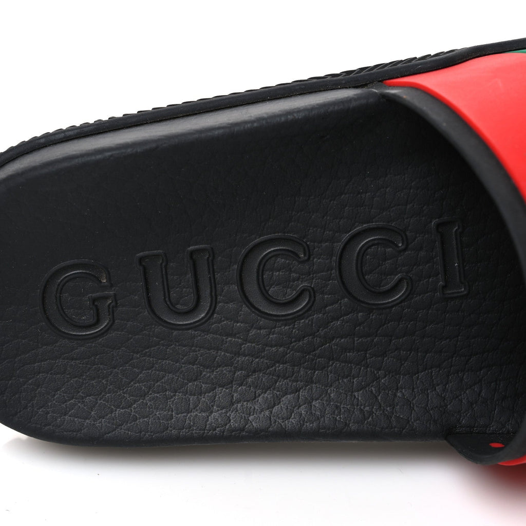 Gucci Rubber Web Women's Interlocking G Slide Sandals 35 Black