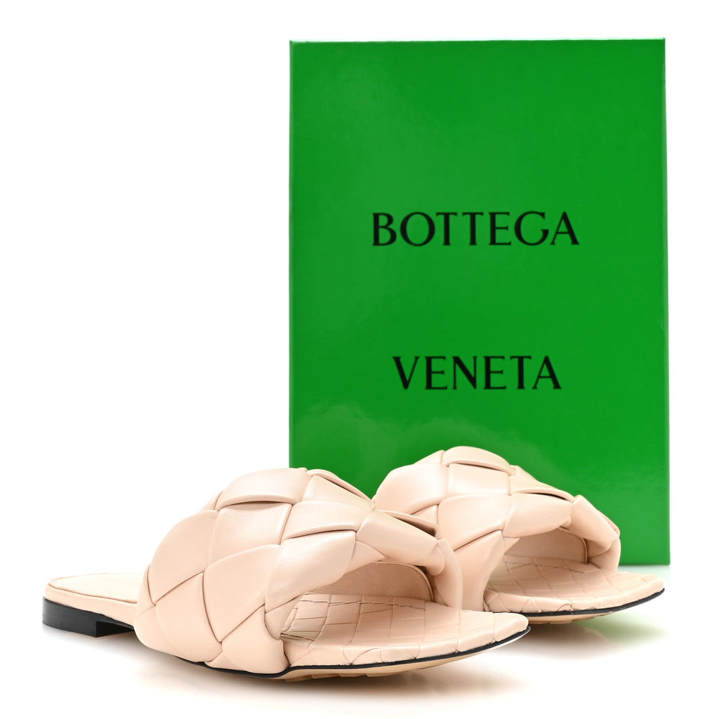 Bottega Veneta Nappa Maxi Intrecciato Women's Lido Flat Sandals 38.5 Bandage