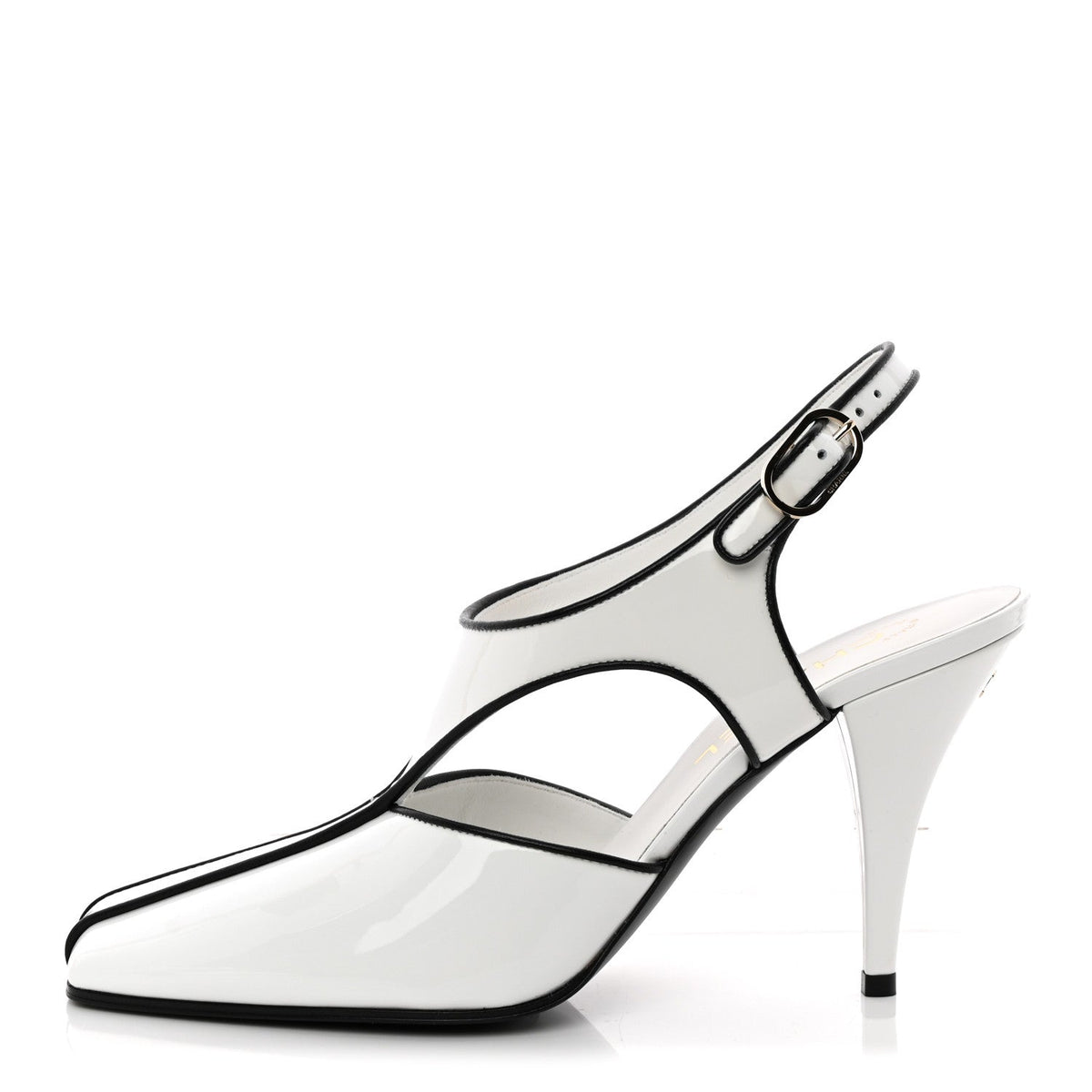 Patent Calfskin Lambskin Slingback Pumps White Black