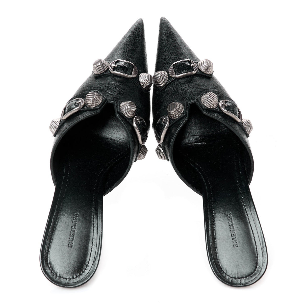 Balenciaga Lambskin Women's Arena Cagole 70mm Mules 36 Black