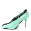 Crocodile Embossed Patent Calfskin Pumps Green Black