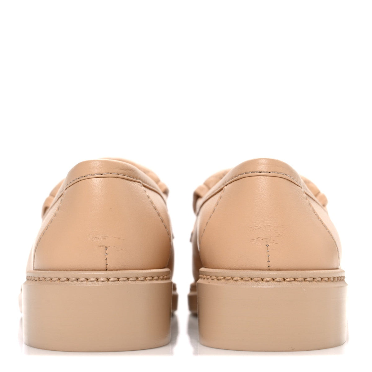 Chanel Lambskin Quilted CC Turnlock Beige Women's Moccasins