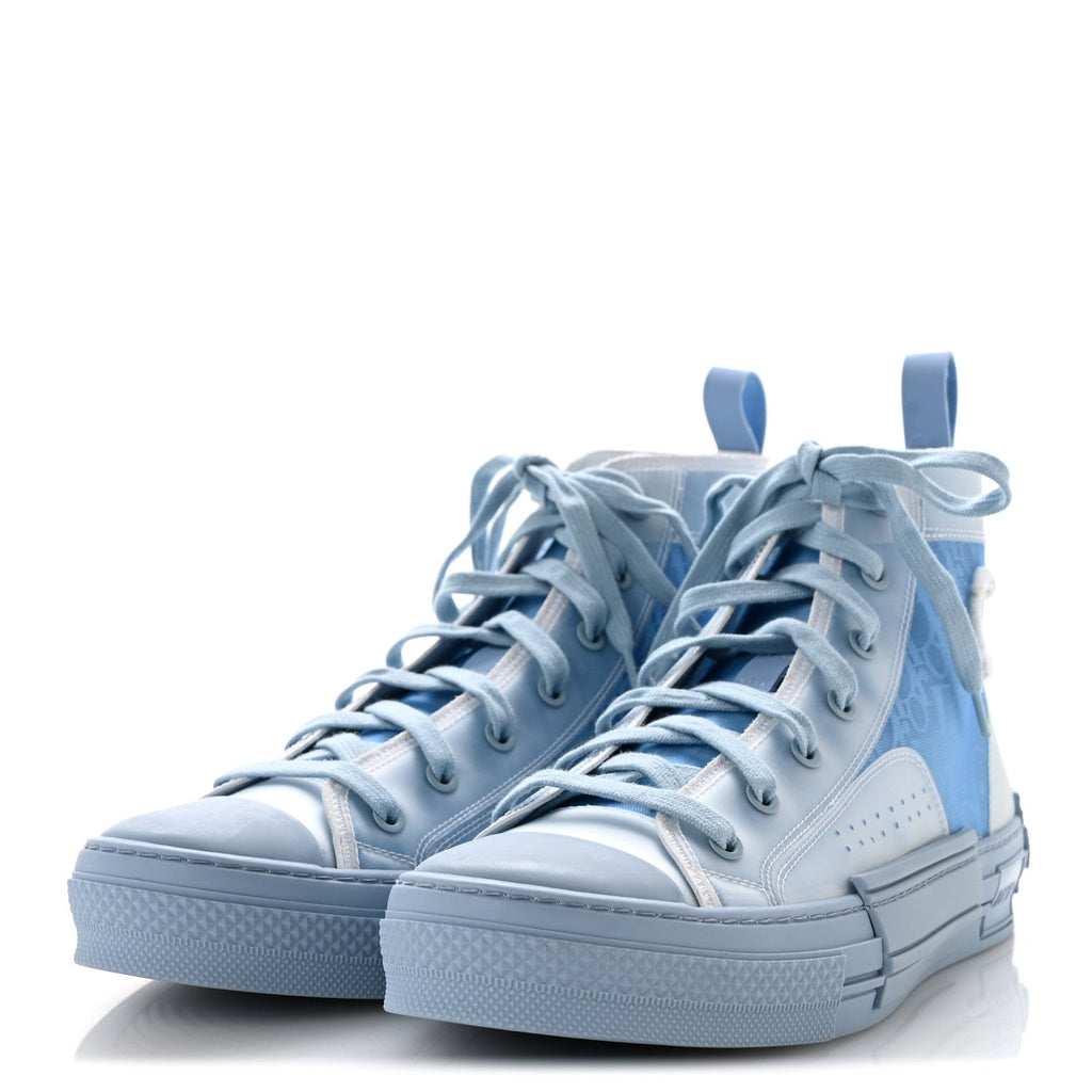Dior Technical Canvas Men's B23 High Top Sneakers 43 Blue Beige