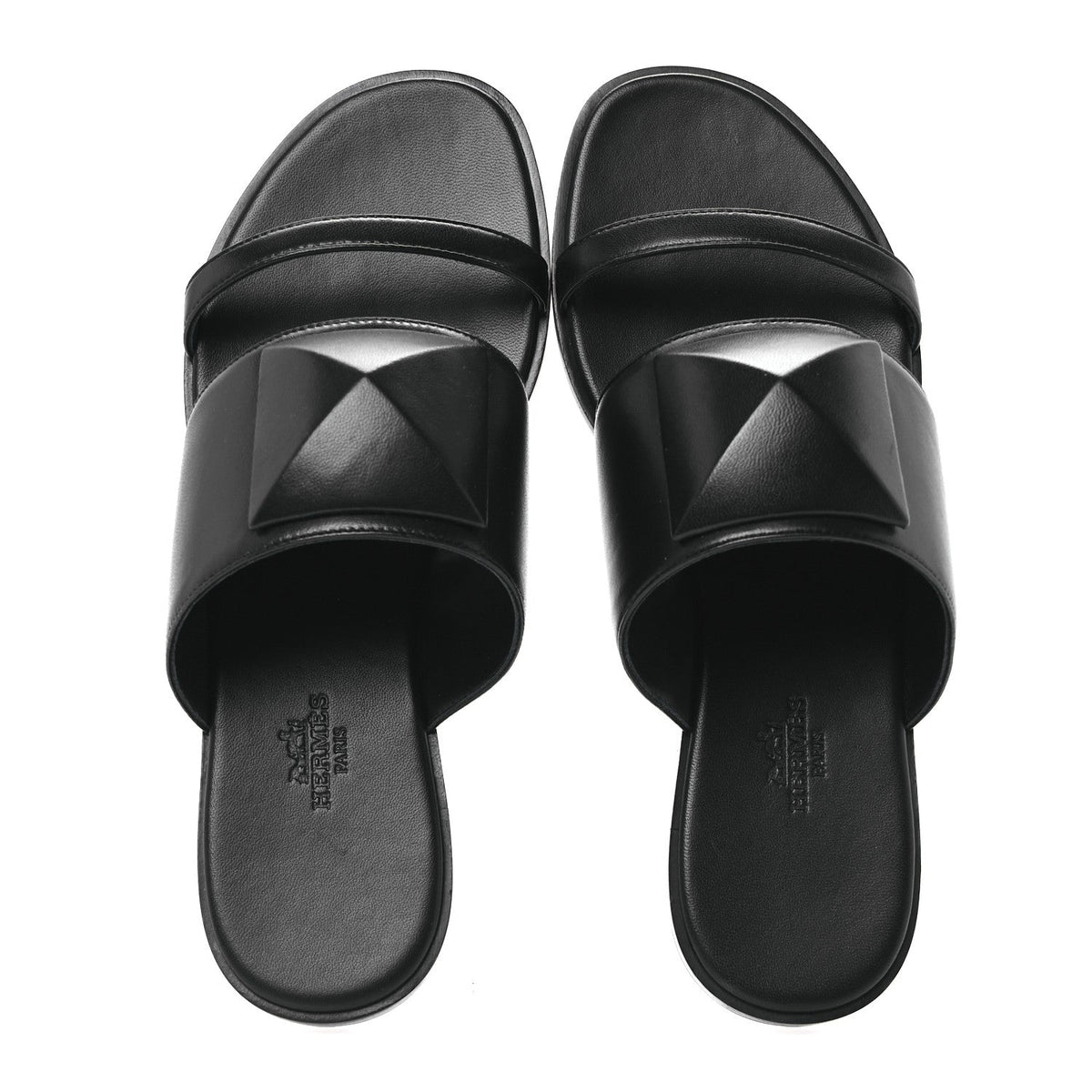 Hermès Nappa Women's Caia Slide Sandals 37.5 Black
