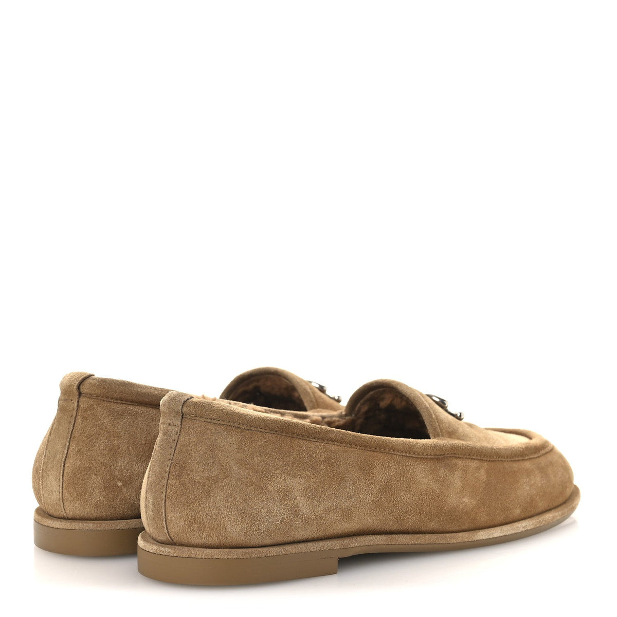 Chanel Suede Calfskin Women's CC Loafers 36.5 Dark Beige
