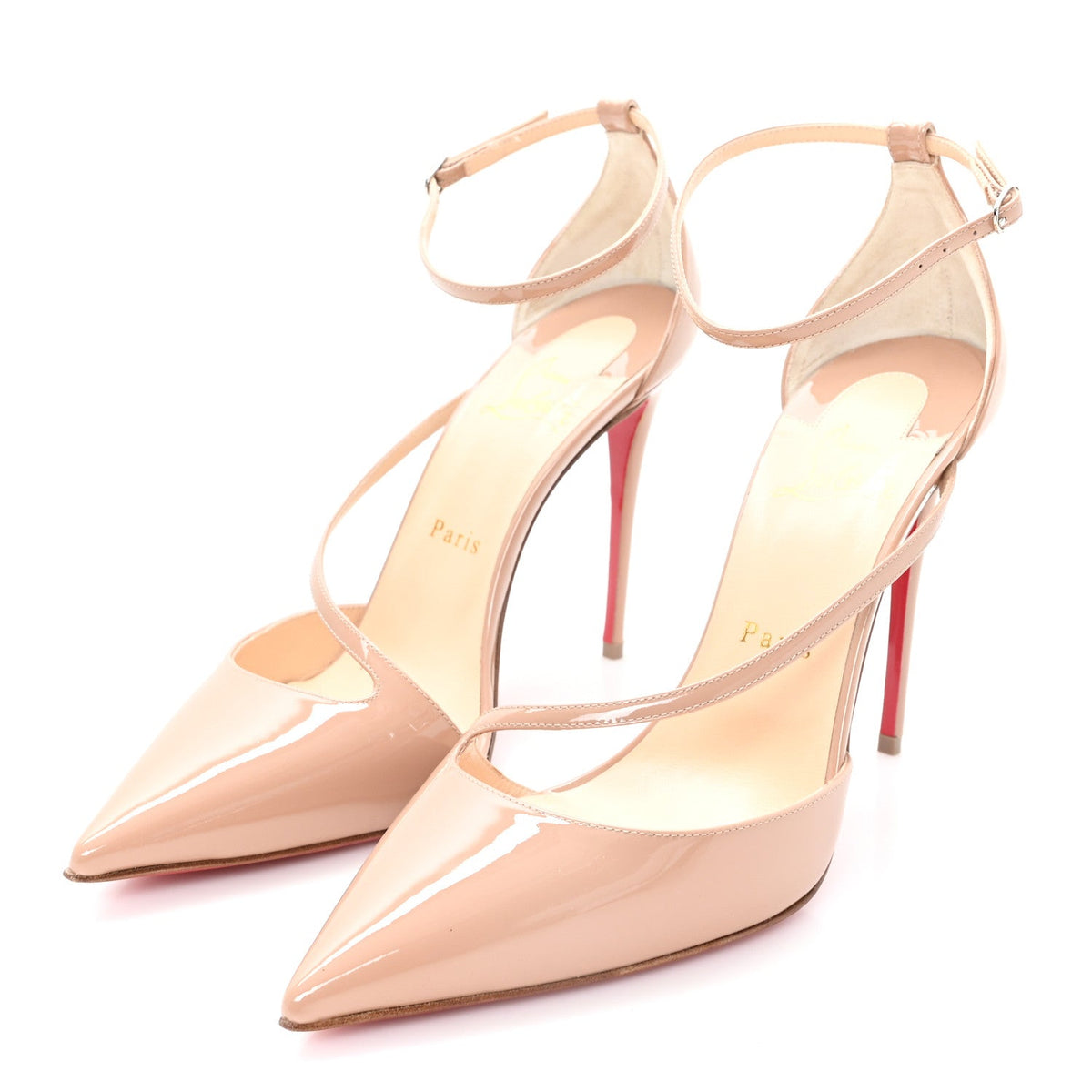 Christian Louboutin Patent Women's Fliketta 100 Pumps 39 Nude