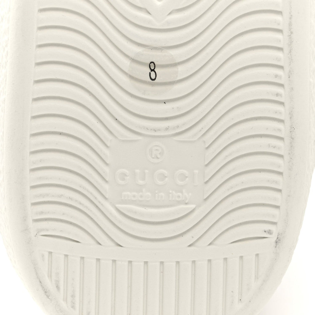 Gucci Calfskin Men's Interlocking G Perforated Ace Sneakers 8 White Grey Sky
