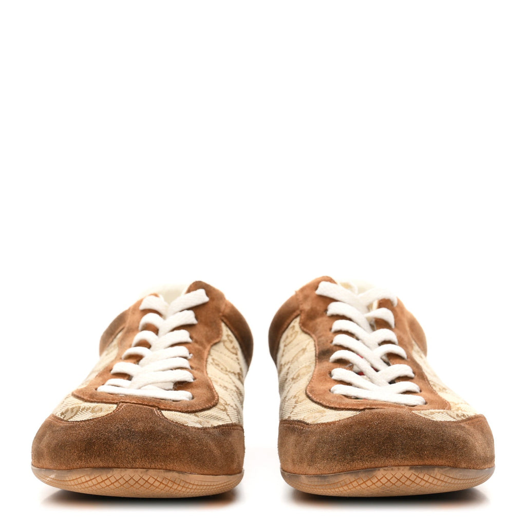 Gucci Monogram Canvas Suede Men's Shift Sneakers 10.5 Beige Brown