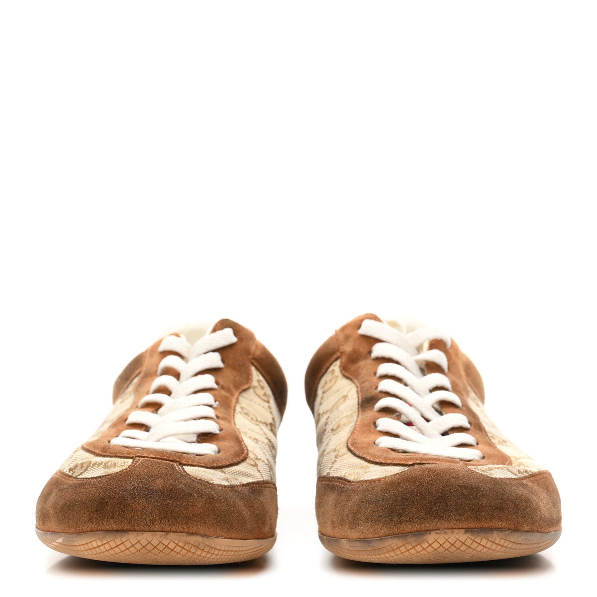 Gucci Monogram Canvas Suede Men's Shift Sneakers 10.5 Beige Brown