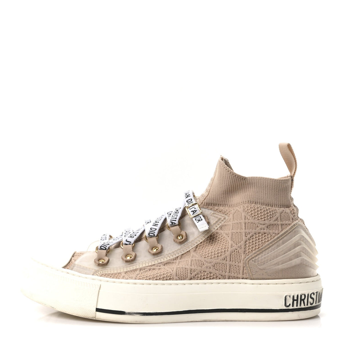 Christian Dior Technical Cannage Women's Walk'n Dior High Top Sneakers 38.5 Nude