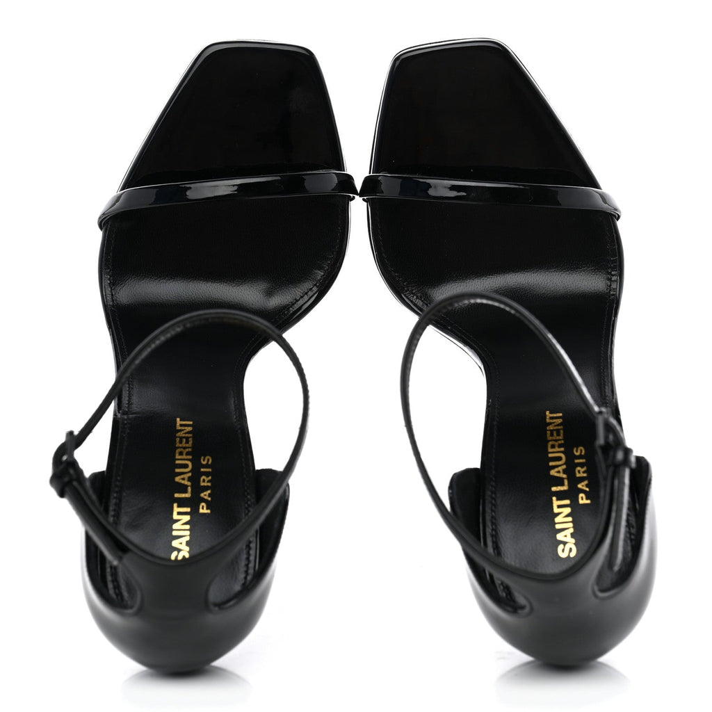 Saint Laurent Patent Calfskin Women's Opyum 110 Sandals 37.5 Black