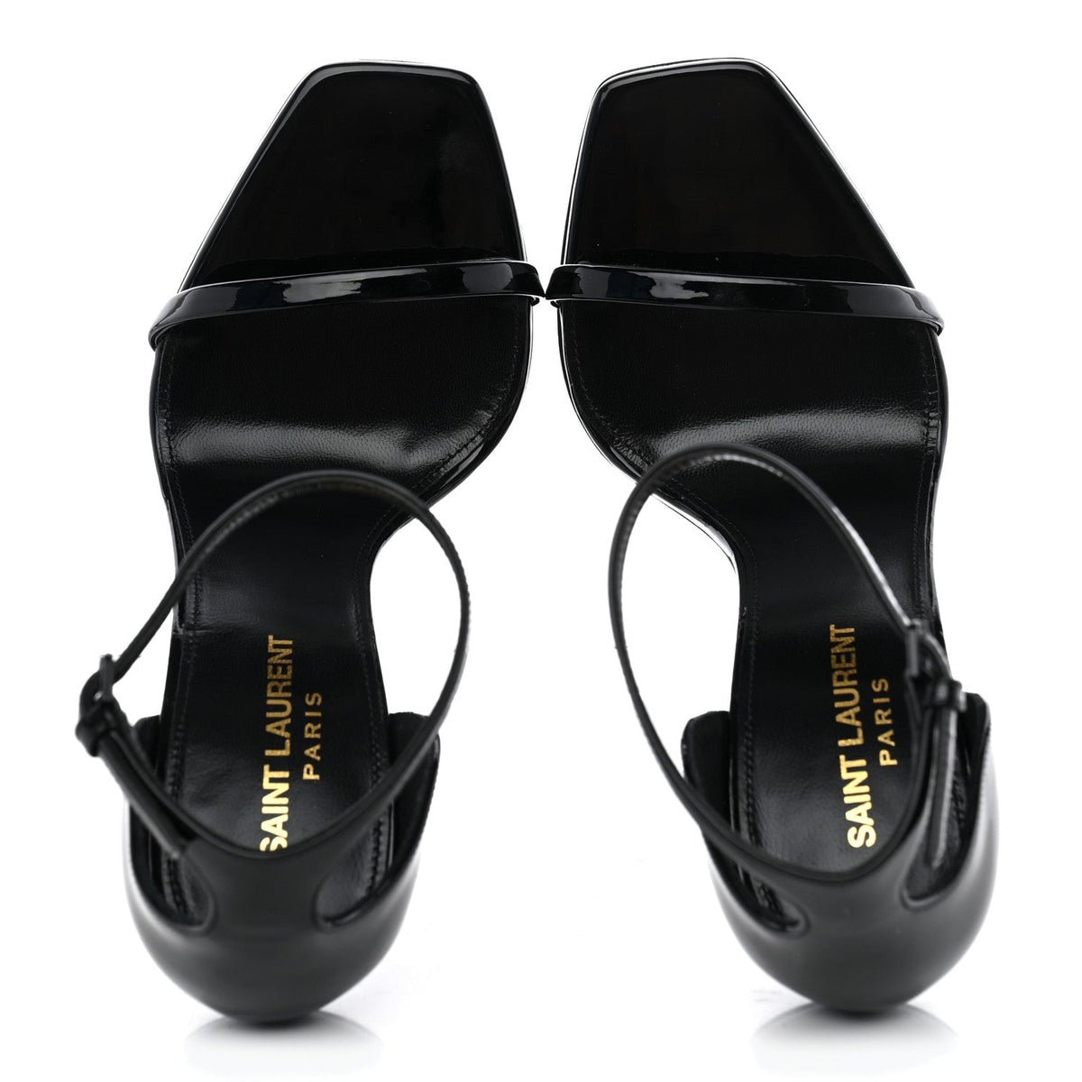Saint Laurent Patent Calfskin Women's Opyum 110 Sandals 37.5 Black