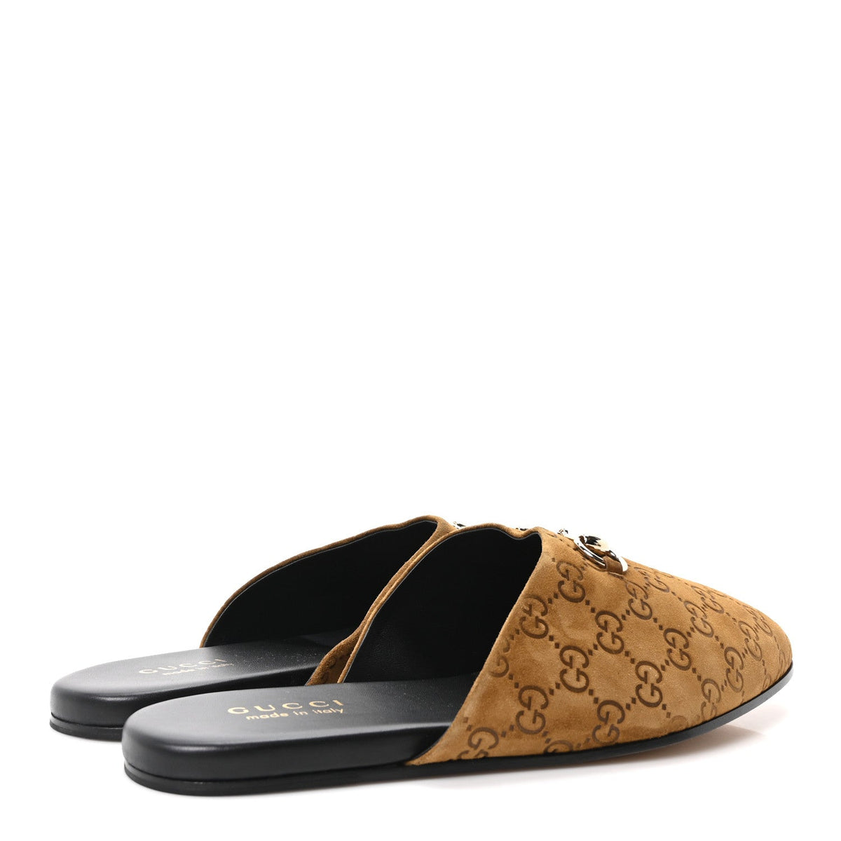 Gucci Suede Cachemire Monogram Men's Princetown Slippers 10 Pepper Brown