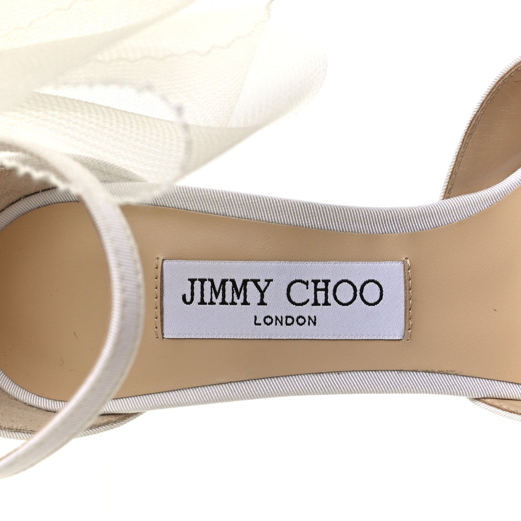 Jimmy Choo Satin Women's Averly Bow 100 Pumps 39.5 Latte